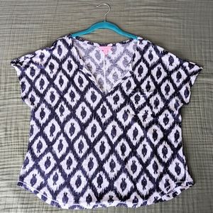 Lilly Pulitzer Women's Duval Notch Neckline Linen Top - Size XL